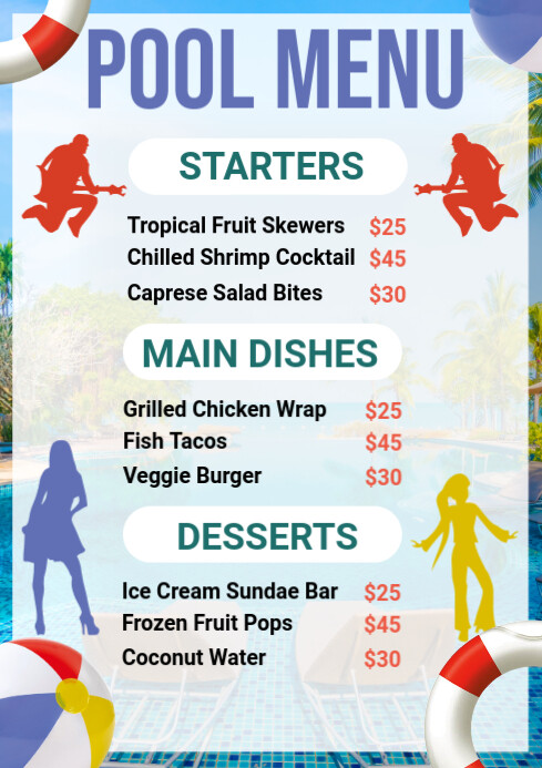 White List-based Pool Menu  A4 template