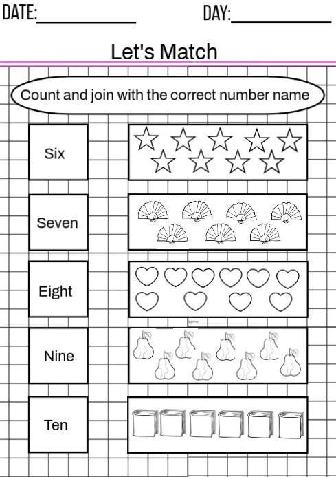 White List-based Pre School Maths Worksheet A4 template