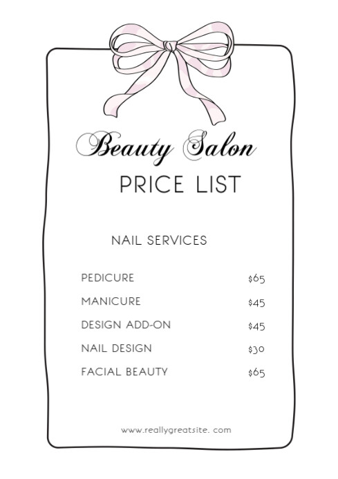 White List-based Price List A4 template