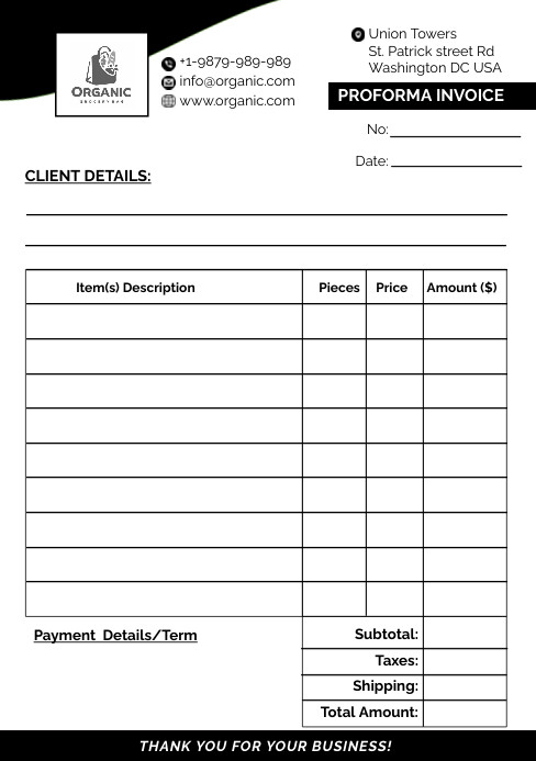 White List-based Proforma Invoice Delivery No Template | PosterMyWall