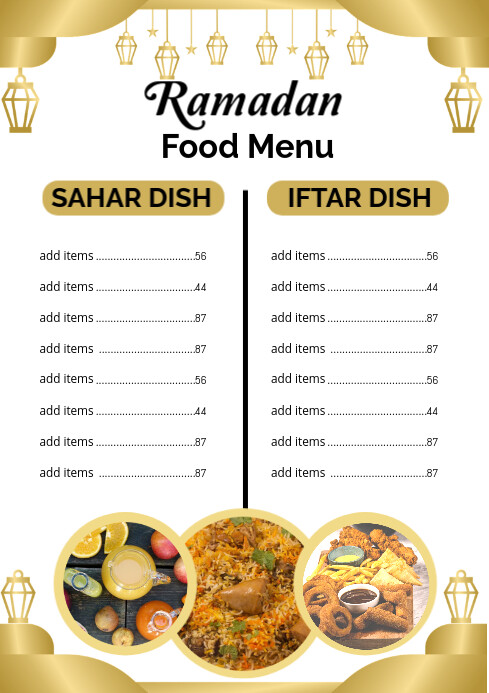 Copy of White List-based Ramadan Food Menu A4 | PosterMyWall