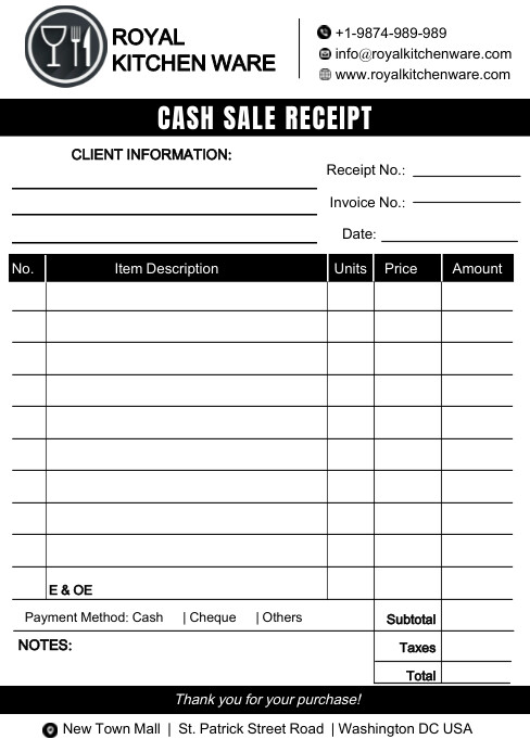 Example A5 Receipt White List-based Receipt Cash Sale Delivery N Template | PosterMyWall