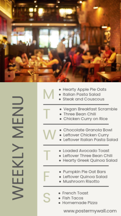 Copy of White List-based Restaurant Weekly Food Menu Card Instagram ...