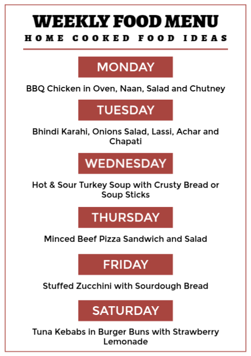 White List-based Restaurant Weekly Menu A4 template