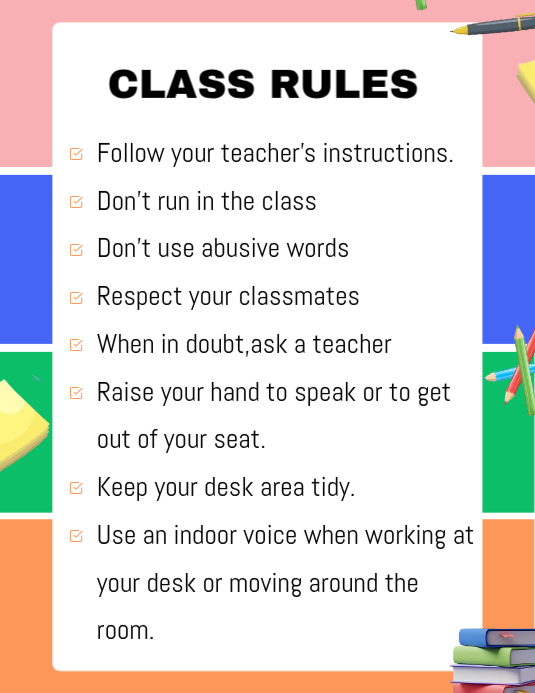 White List-based School Class Rules Template Flyer (us Letter)