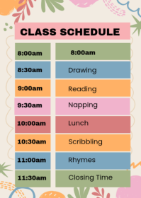 White List-based School Class Schedule Template A6