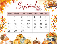 White List-based September 2025 Calendar  Flyer (us Letter) template
