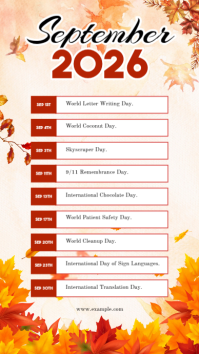 White September Events Calendar Digitale display Template