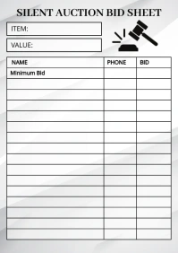 White List-based Silent Auction Bid Sheet A4 template