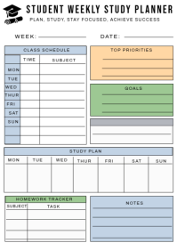 Wit Student Weekly Study Planner A4 Template