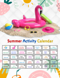 White List-based Summer Activities Calendar  Flyer (us Letter) template