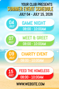 White List-based Summer Event Schedule Pinterest Graphic template
