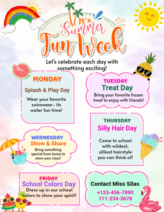 White List-based Summer Fun Week Schedule  Flyer (us Letter) template