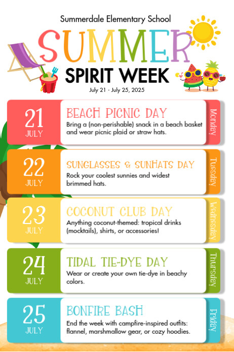 White List-based Summer Spirit Week Poster Cartaz template