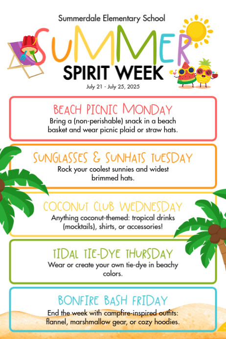 White List-based Summer Spirit Week Poster Plakat template