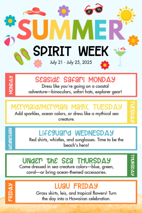 White List-based Summer Spirit Week Poster Plakat template