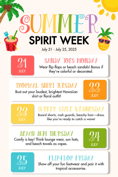 White List-based Summer Spirit Week Poster Cartaz template