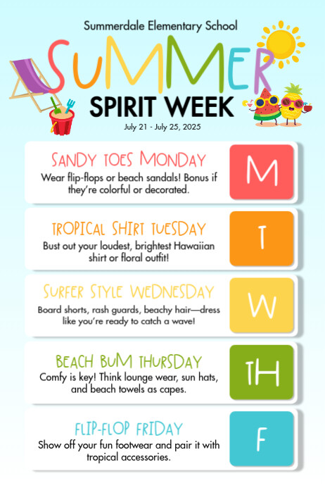 White List-based Summer Spirit Week Poster Cartaz template