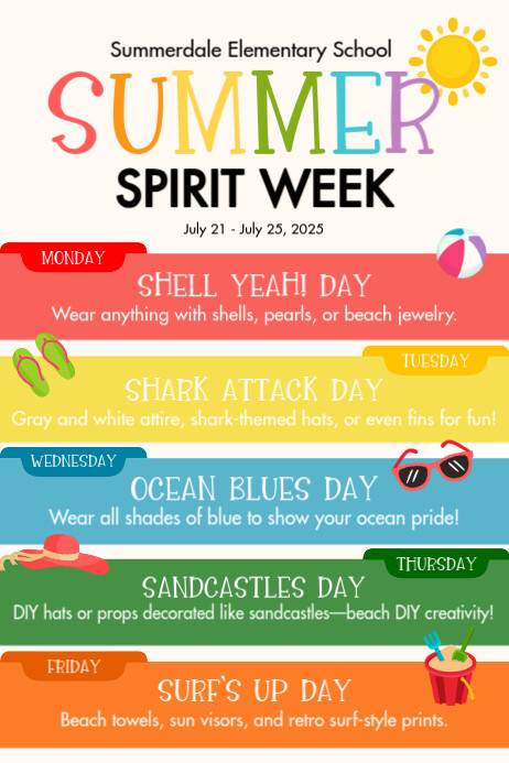 White List-based Summer Spirit Week Poster Template | PosterMyWall