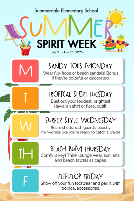 White List-based Summer Spirit Week Poster template