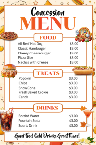 Weiß Concession Menu Poster Template