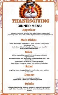 White List-based Thanksgiving Dinner Menu Template Design Us Legal