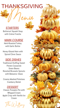 White List-based Thanksgiving Menu Digital Display (9:16) template