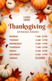 White List-based Thanksgiving Opening Hours Tabloid Tabloide template