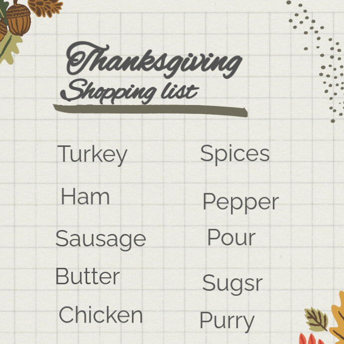 White List-based Thanksgiving Shopping Lisr Instagram Post template