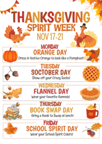 White List-based Thanksgiving Spirit Week  A4 template