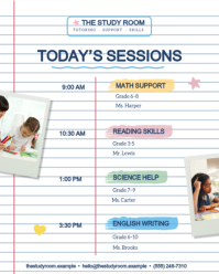 White Tutoring Schedule Instagram Portrait Template - Page 1