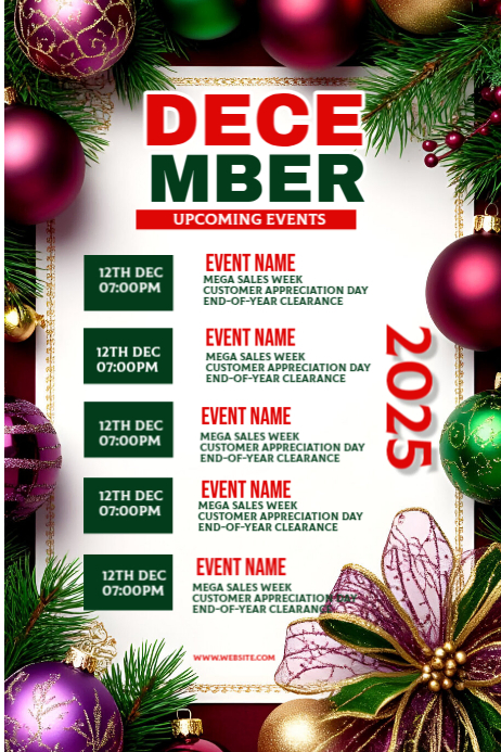 White List-based Upcoming December Events Poster Template | PosterMyWall