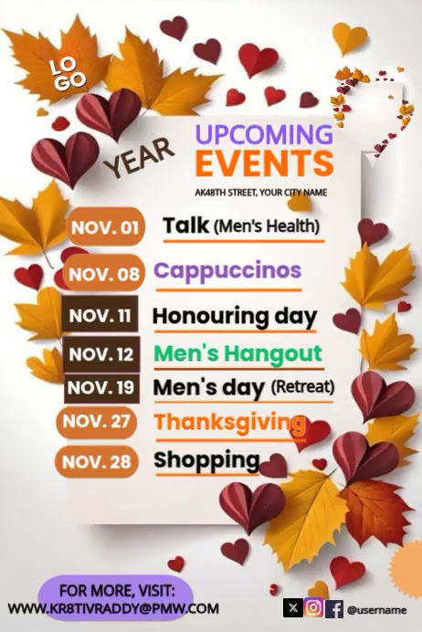 White List-based Upcoming Events November  Poster template