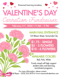White List-based Valentine's Day Carnation Fundraiser Flyer (us Letter) template