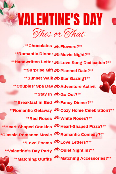 White List-based Valentine's Day This Or That Template Design Poster