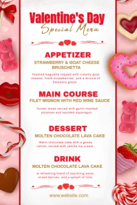 White List-based Valentine's Dinner Menu  Pinterest Graphic template