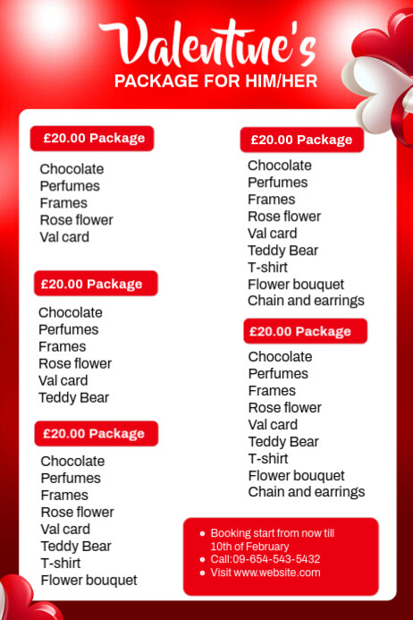 White List-based Valentine's Package Template Design Poster