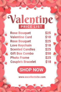 White List-based Valentine Day Price List Poster โปสเตอร์ template