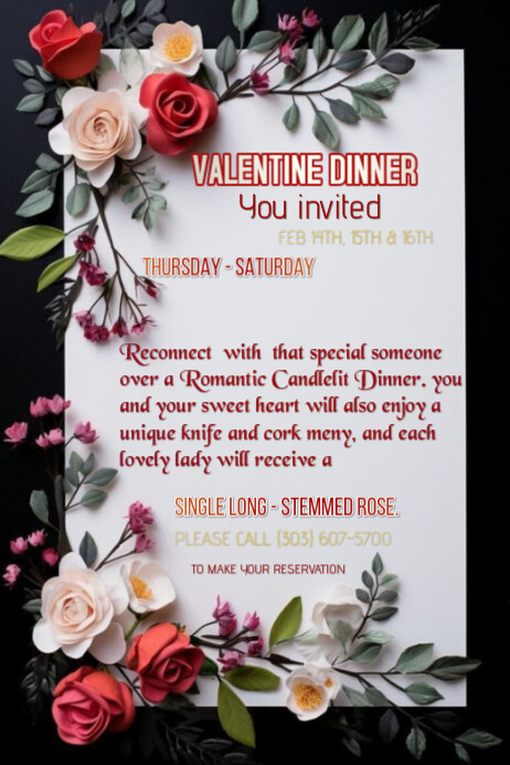 Plantilla de White List-based Valentine Dinner Poster | PosterMyWall