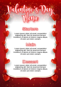 White List-based Valentine Menu Flyer  A5 template