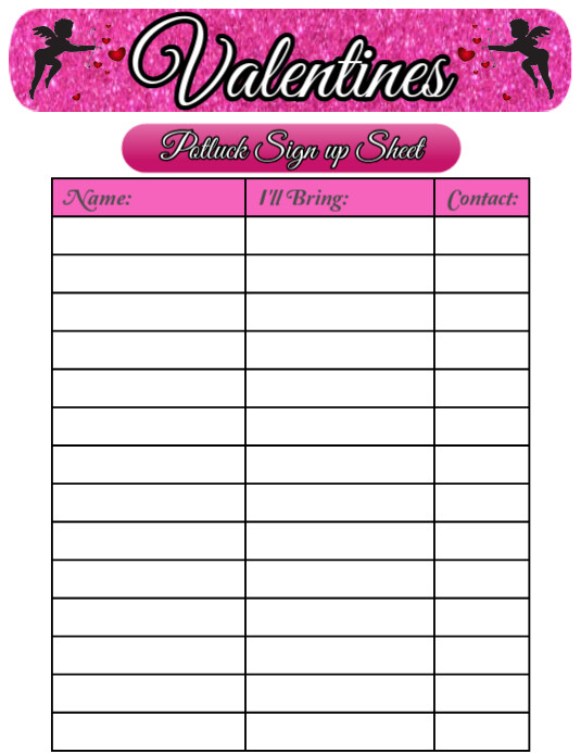 Copy of White List-based Valentines Potluck Sign Up Sheet Flyer (us ...