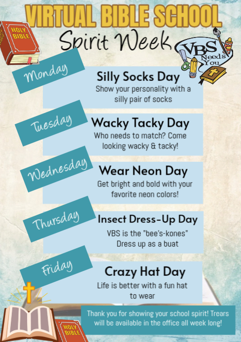 White List-based Vbs Spirit Week A4 template