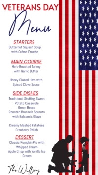 White List-based Veterans Day Menu Card Digital Display (9:16) template