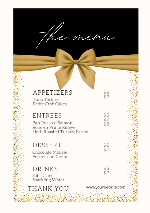White List-based Wedding Menu A2 template
