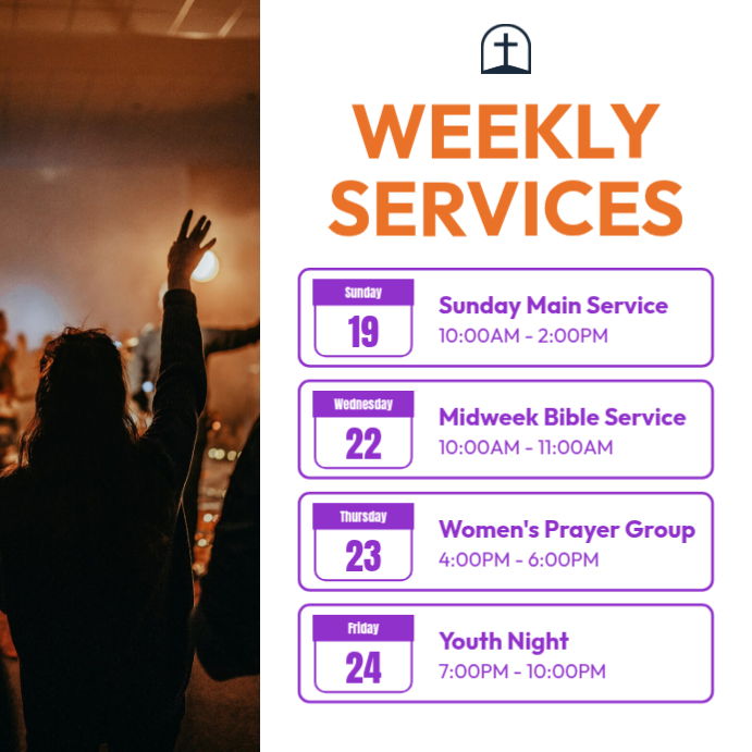 Copy of White List-based Weekly Church Services Midweek Schedule ...
