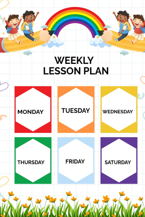 Lesson Guide Sample Poster White List-based Weekly Lesson Plan Poster Template | PosterMyWall