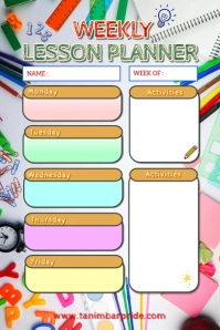 White List-based Weekly Lesson Planner Free Template Poster