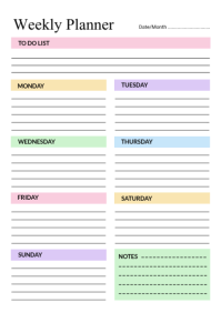 White List-based Weekly Planner A4 template