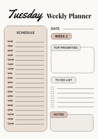 White Weekly Planner A4 Template - Page 2