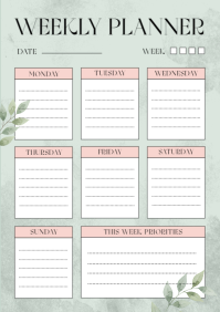 Putih Weekly Planner A5 Template - Page 1